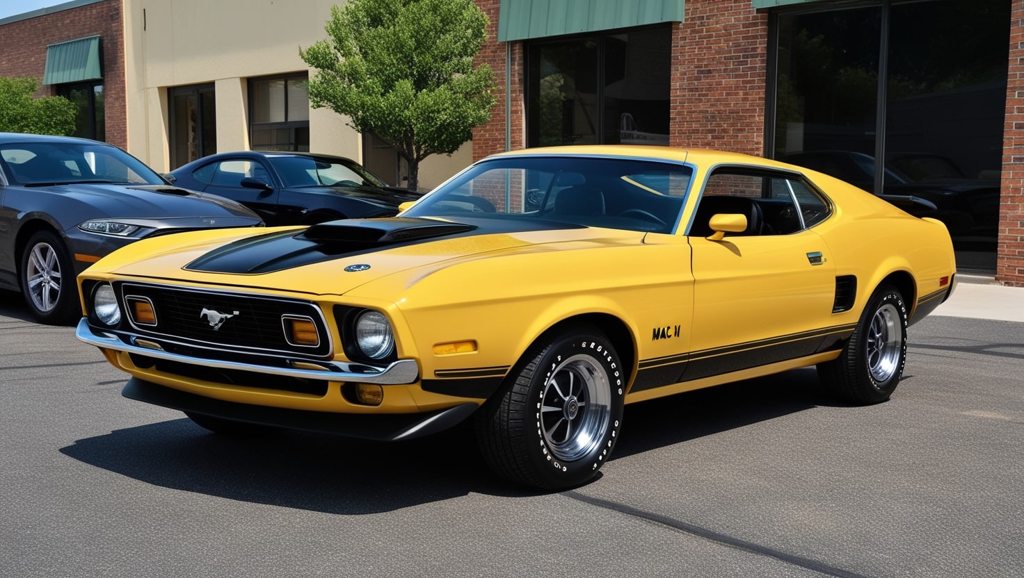 1972 Mustang Mach 1 Canary Yellow Black Louvers