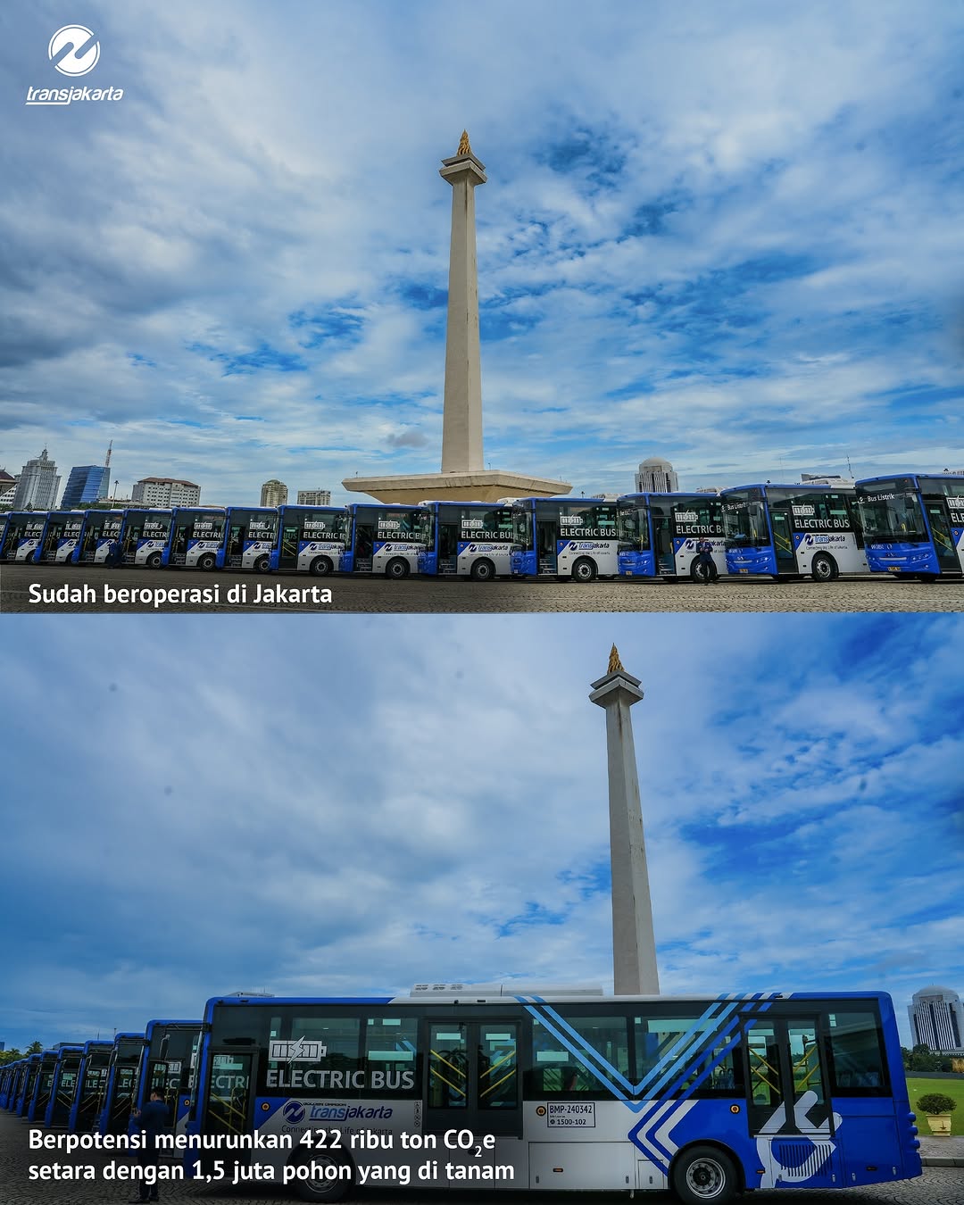 Electric Transjakarta buses with the BRT system. Source:&nbsp;@pt_transjakarta