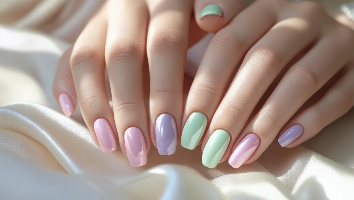 Easy Pastel Classy Spring Nails at Home with Press On Nails