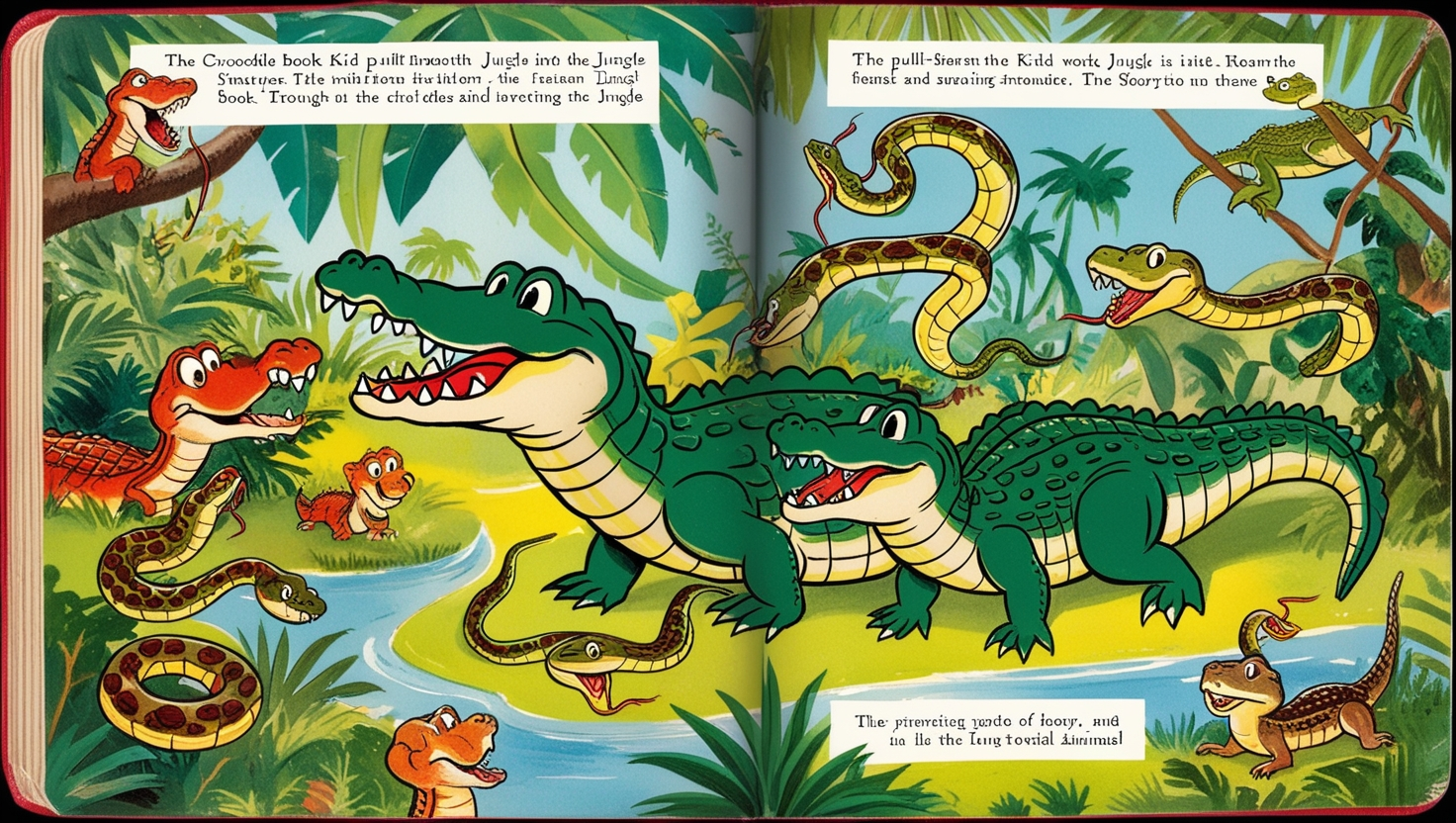 Crocodile Book Kid Vintage Pull Mouth Snake Jungle Animals​