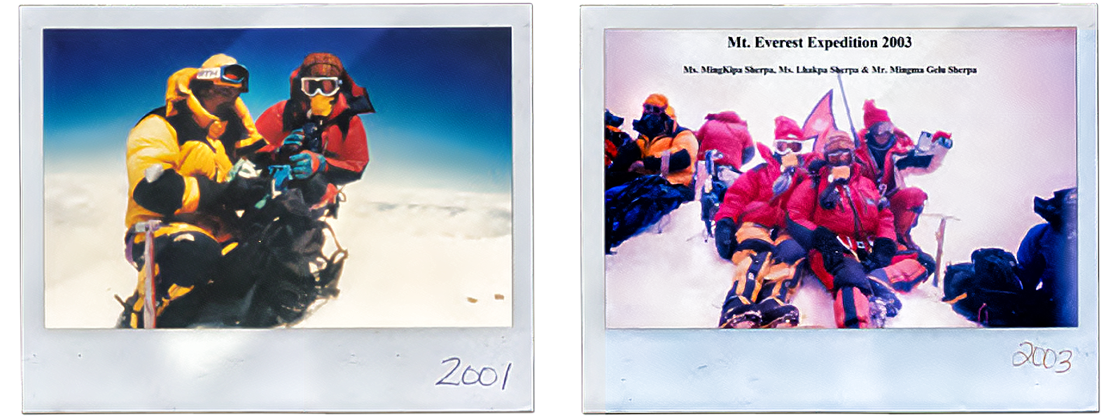 Lhakpa' on top of Everest in2001 and 2003