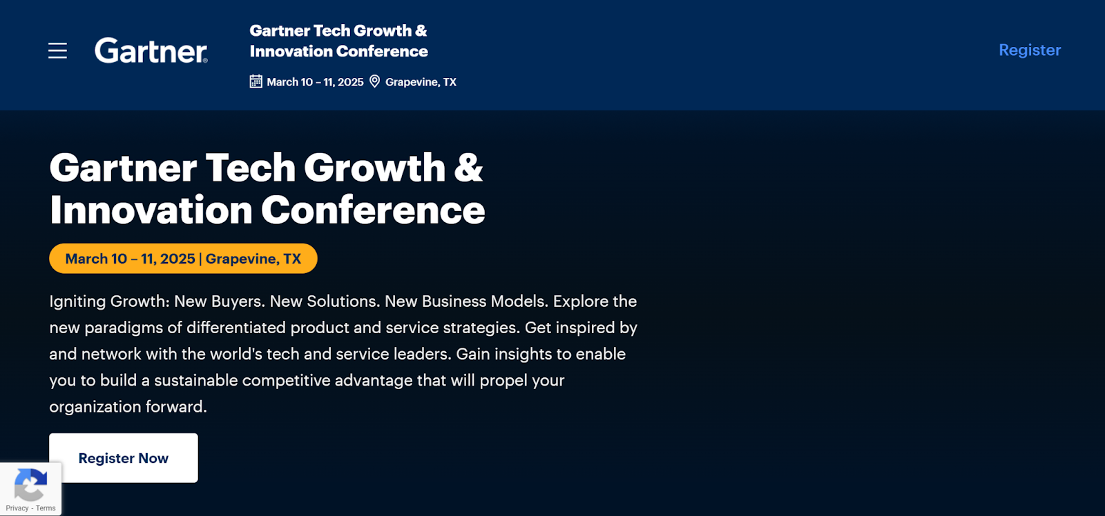 Gartner Tech Growth & Innovative Conference official page