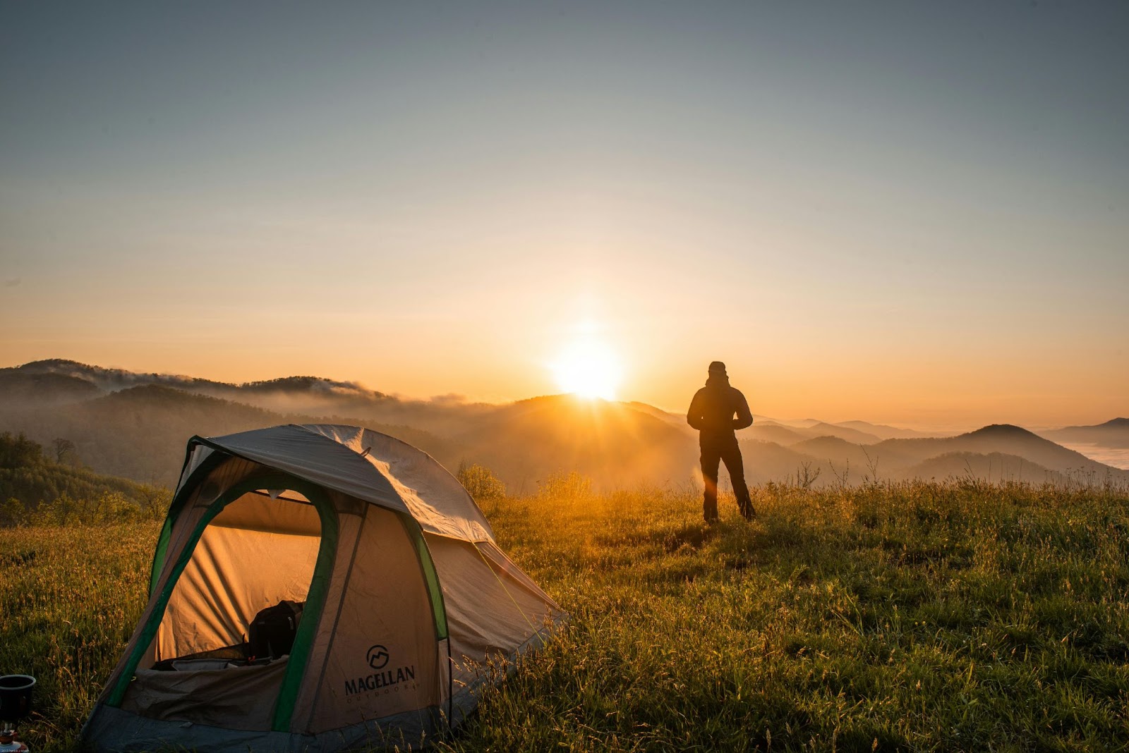 Hiker with Tent