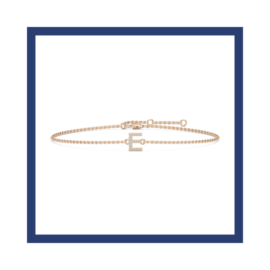 Diamond E Initial Fashion Bracelet for Women.