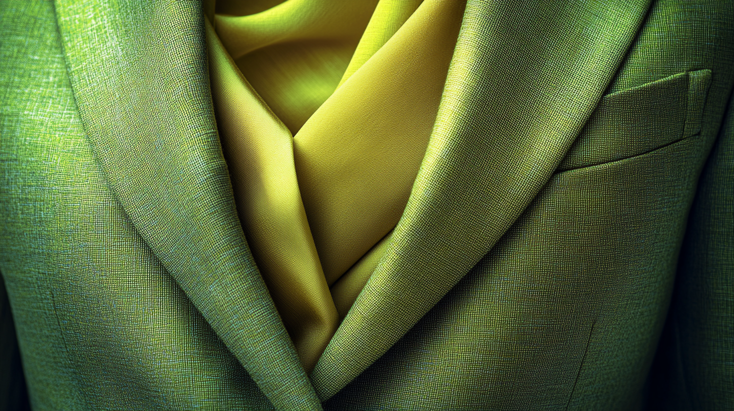 
A neatly folded bright green suit, elegantly arranged with precision. The vibrant color of the suit stands out, with the sharp creases and smooth fabric giving it a polished, high-quality appearance. The folding is clean, highlighting the fine tailoring of the suit. The background is soft and neutral, ensuring the bright green is the focal point, showcasing its fresh and bold character.