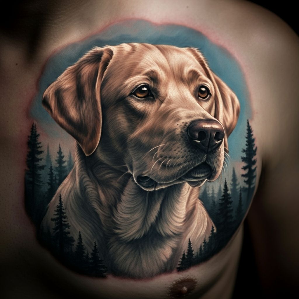 Realistic Labrador Portrait Tattoo