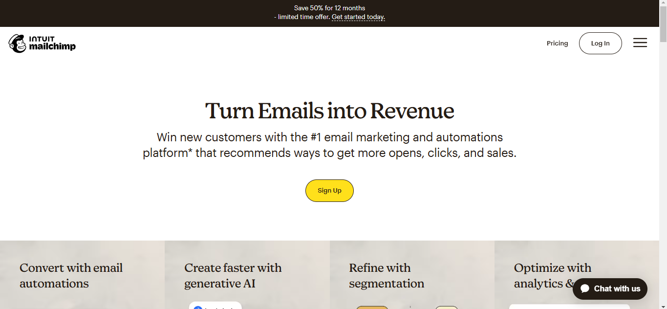 a screenshot of mailchimp.com