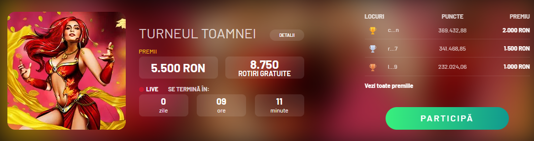 Turneul toamnei, un turneu de cazinou online, de la Maxbet.ro