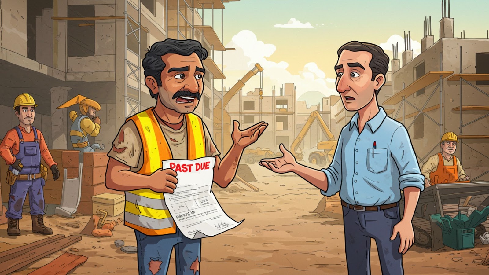Subcontractor not getting paid for work discussing overdue payment with general contractor.