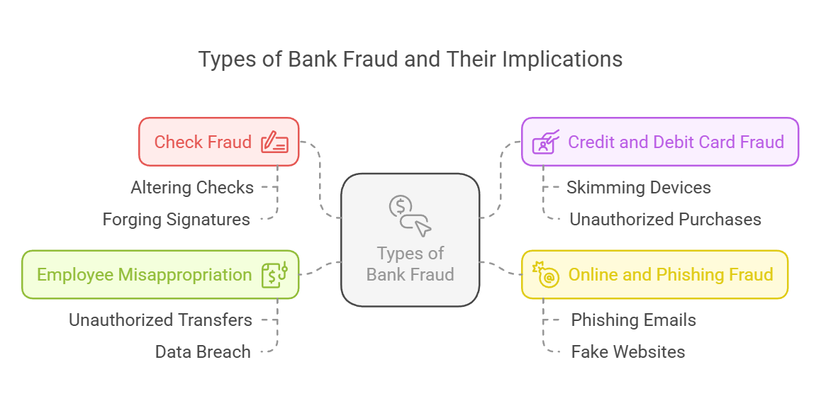 Diagram detailing types of bank fraud and their implications