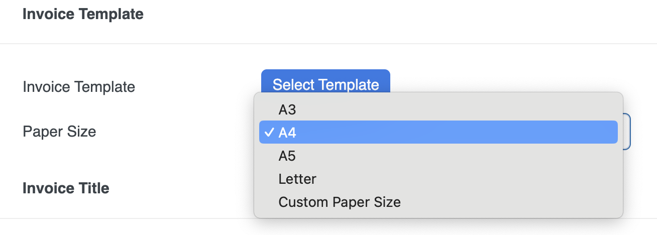 Paper Sizes in Invoice