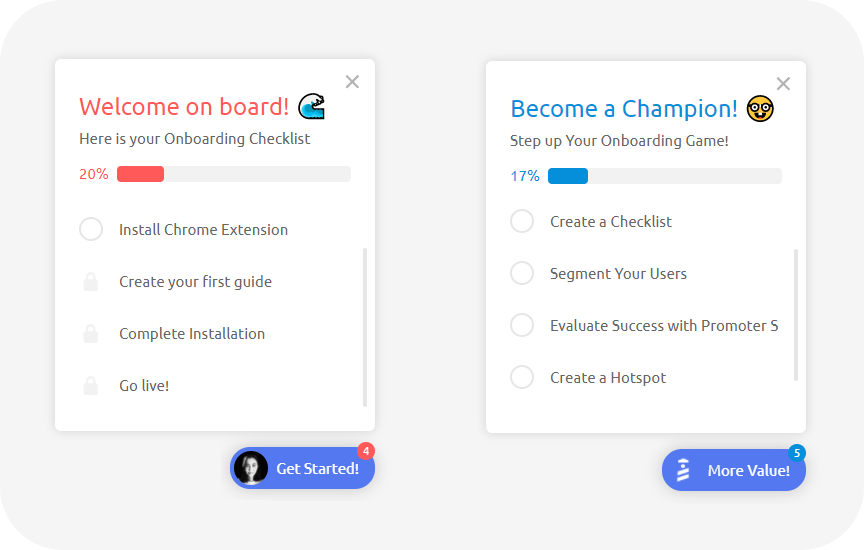 using checklists for user onboarding and aha moments. 