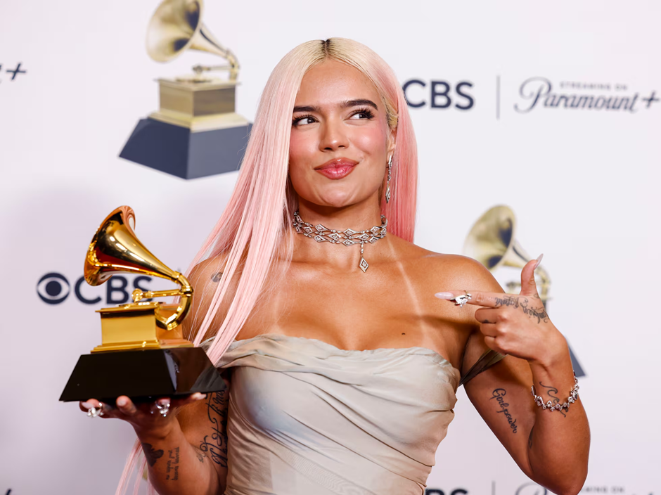 Karol G winning the award for Best Urban Music Album