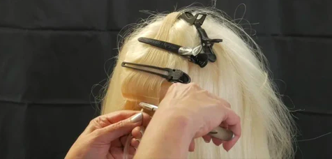 Woman with clips on her hair