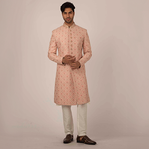 Peach Pastel Sherwani