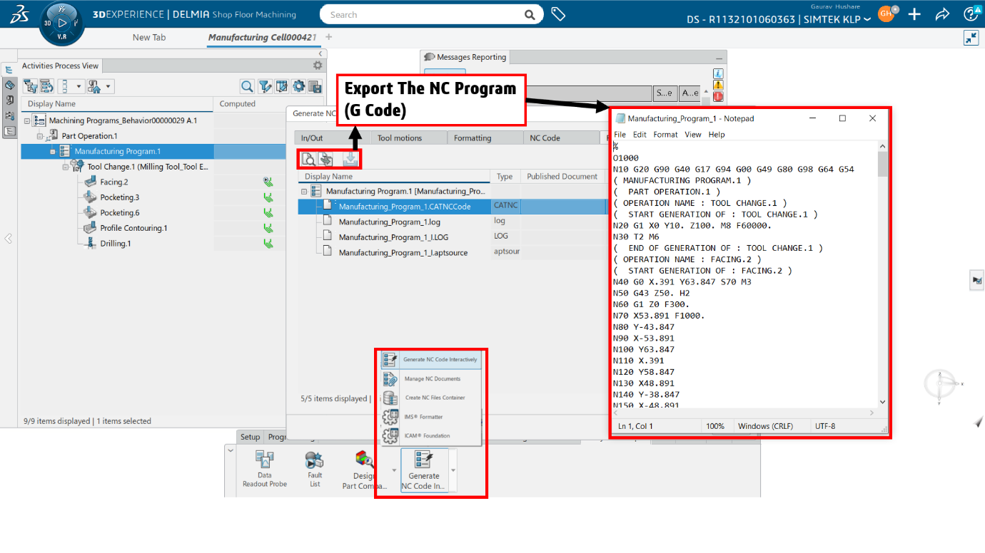 NC Shop Floor Programmer in 3DEXPERIENCE platform interface showing CNC programming tools and simulations.