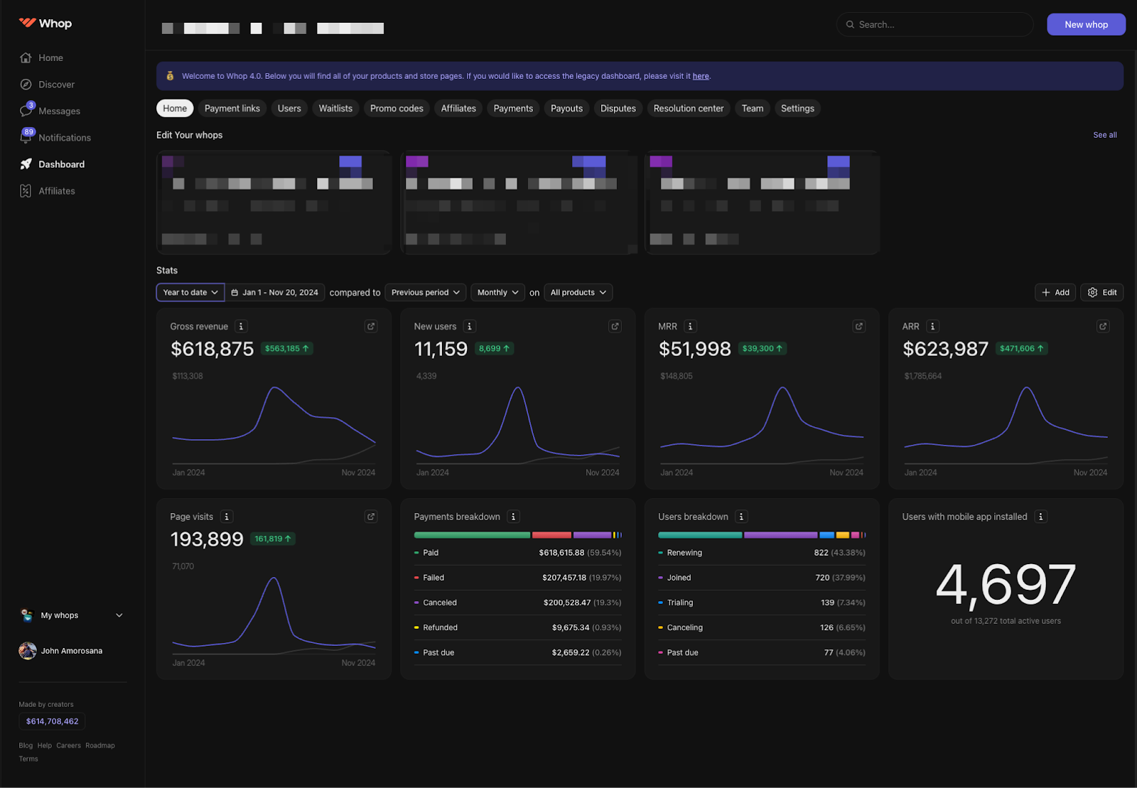 whop dashboard