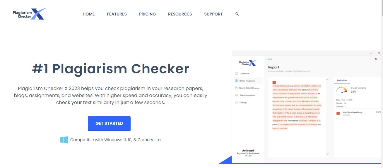 Plagiarism checker X