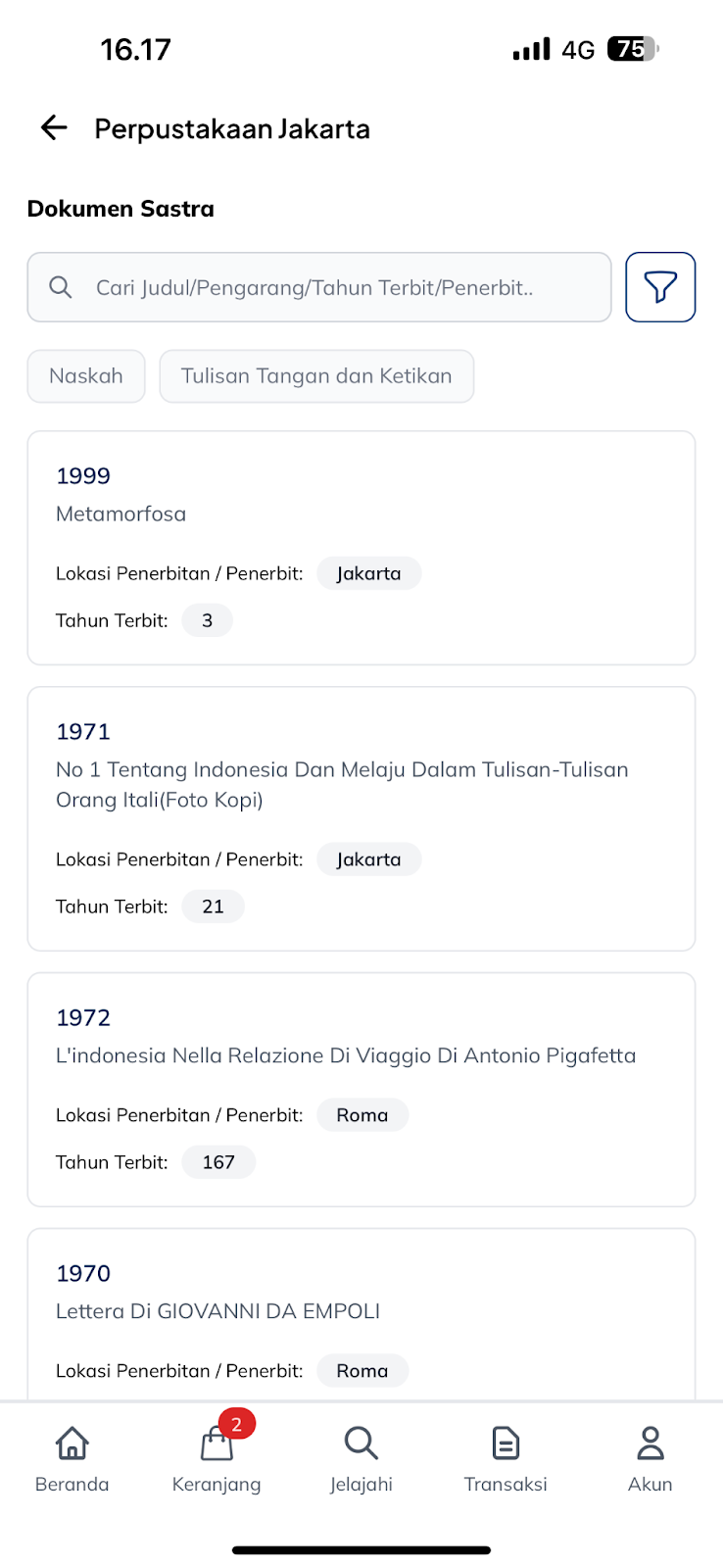 Cara cek ketersediaan dokumen sastra melalui JAKI dalam rangka Bulan Bahasa