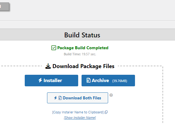 a screenshot of package build status waiting for download