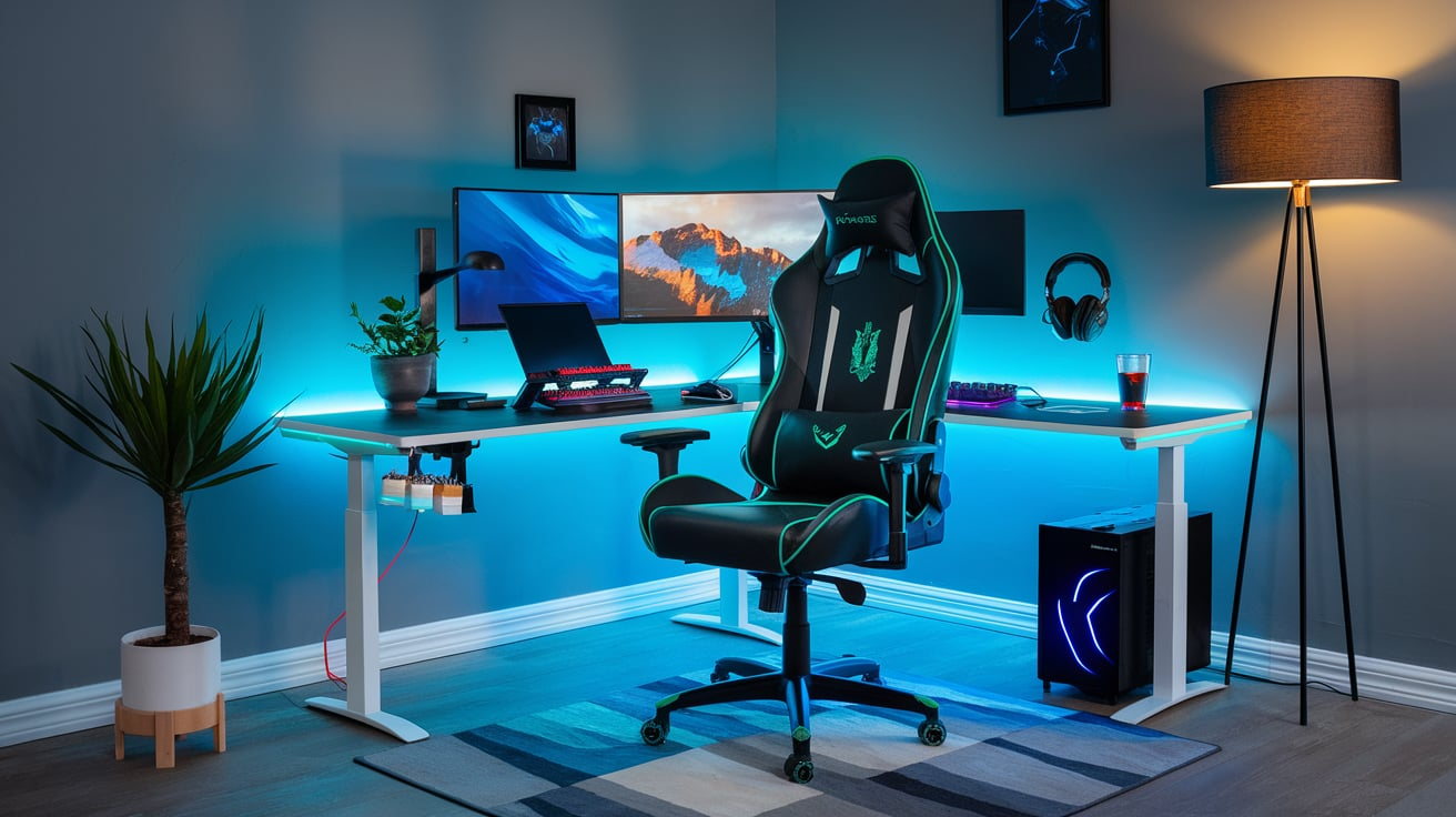 Yoobure L Shaped desk Gaming desk with LED Strip