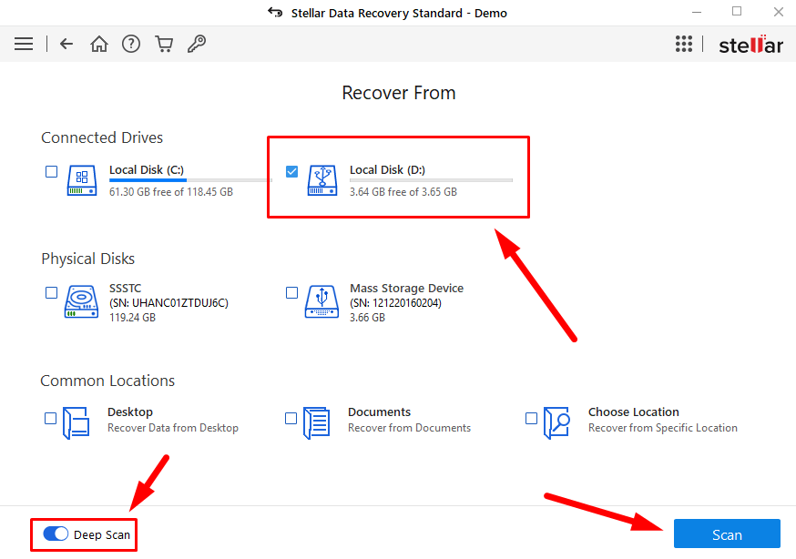 deep scan on stellar data recovery