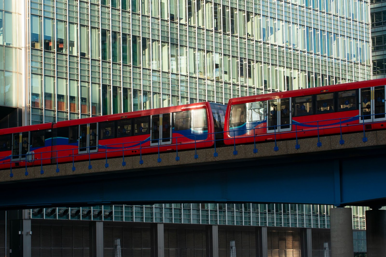 DLR going across a bridge in London