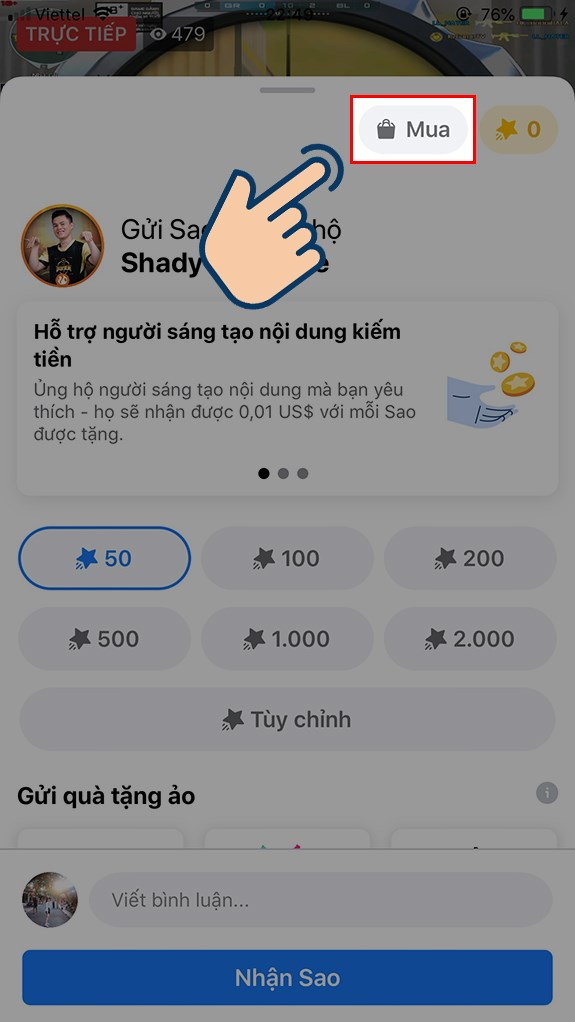 Tặng Sao Trên Facebook