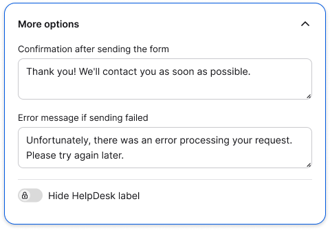 More options in the contact form in HelpDesk.