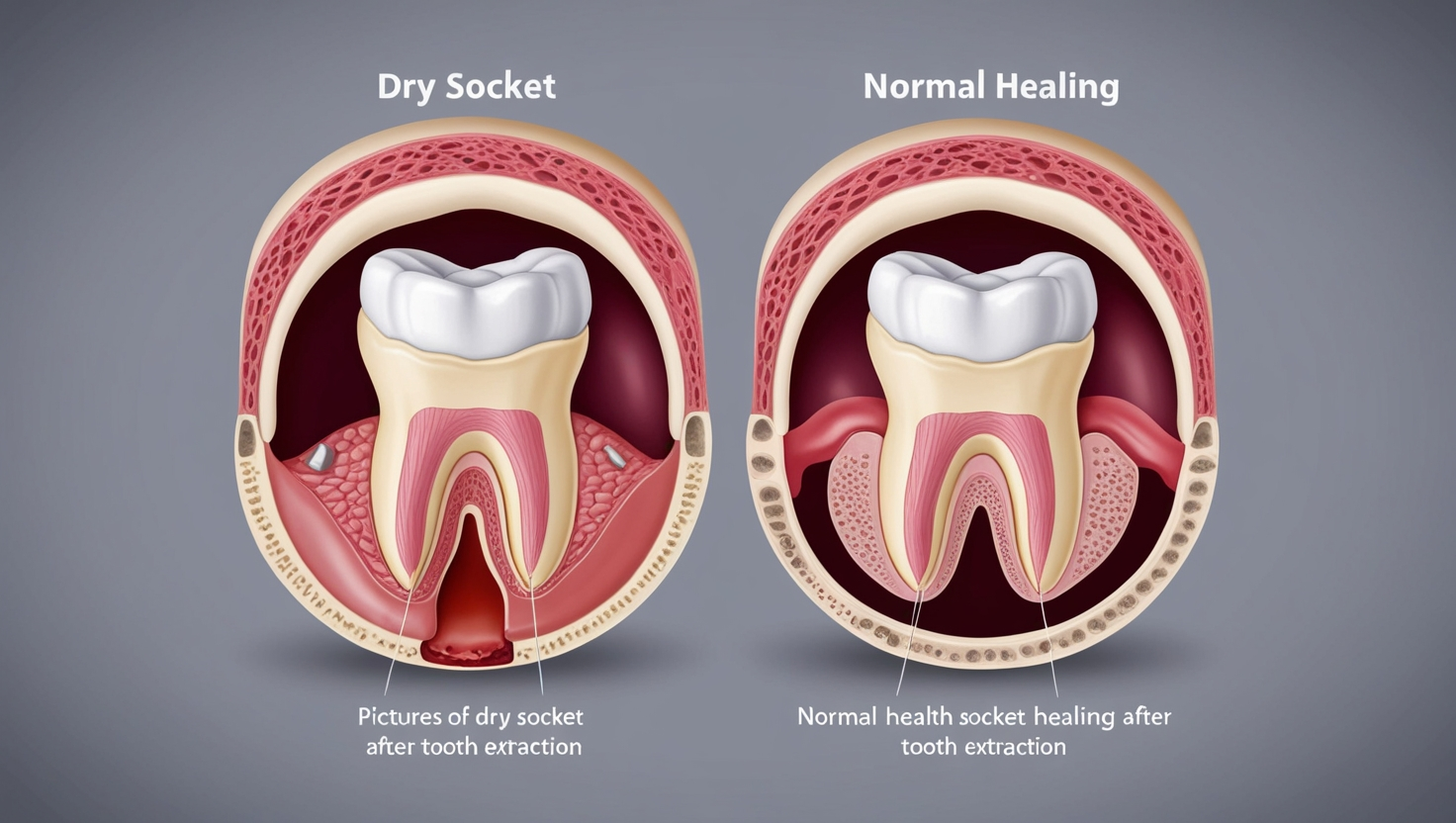 Pictures of Dry Socket vs Normal Healing