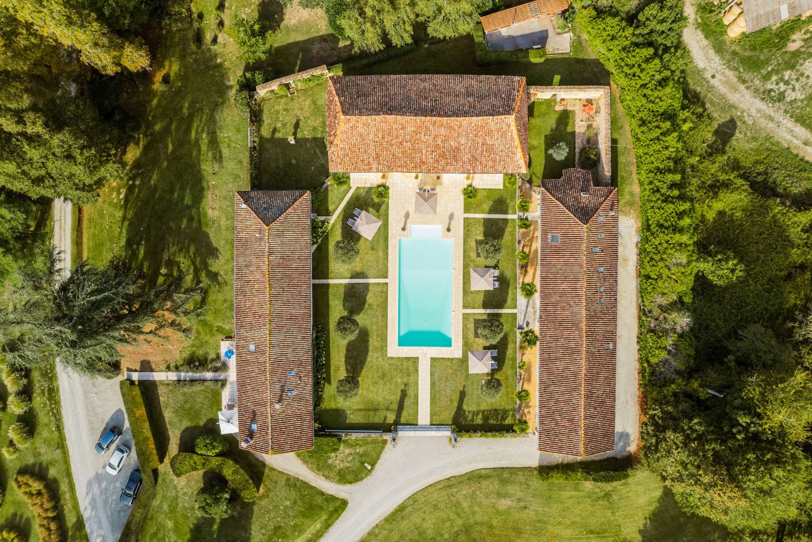 Château de Lasfonds bathed in golden sunlight