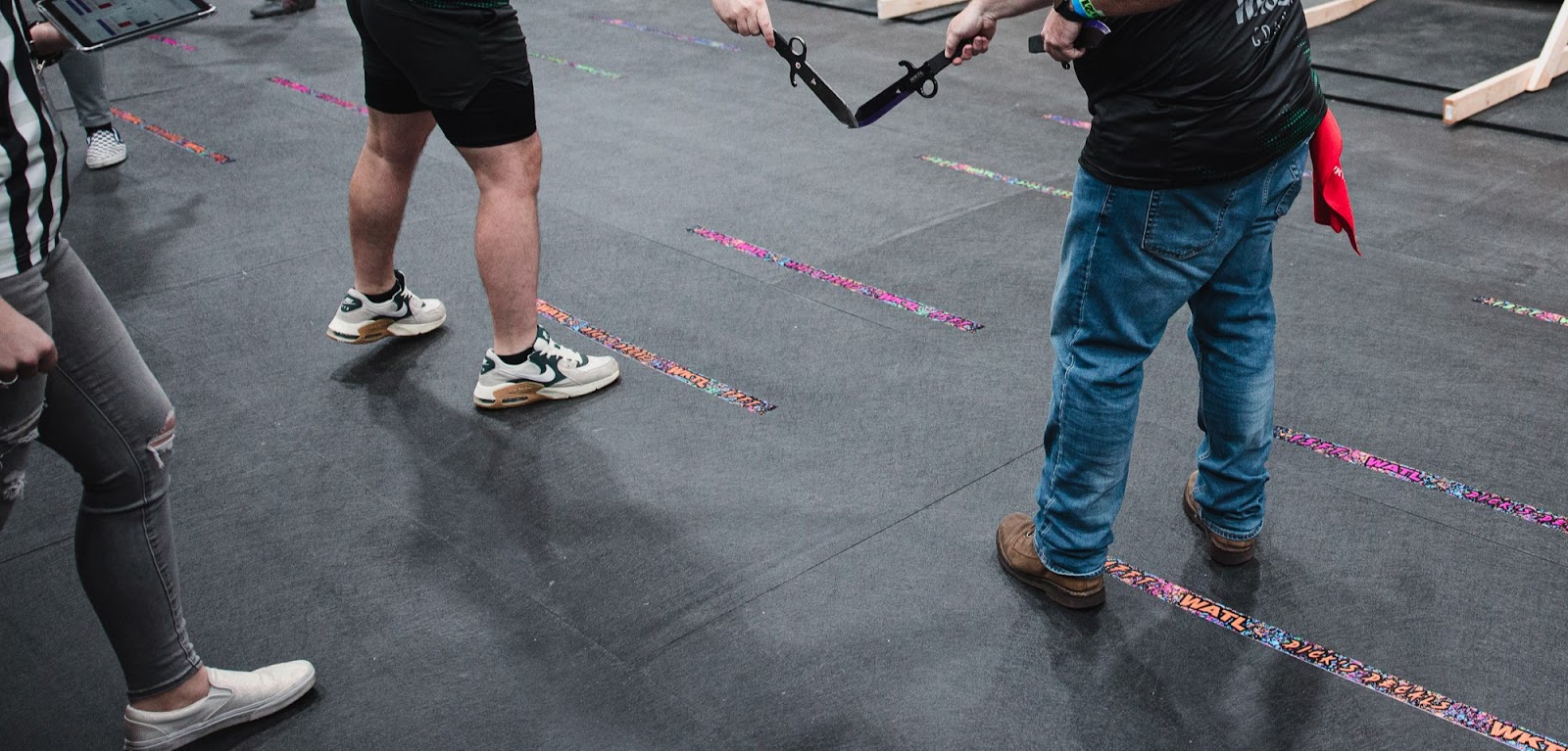 An example of footwear used in knife throwing