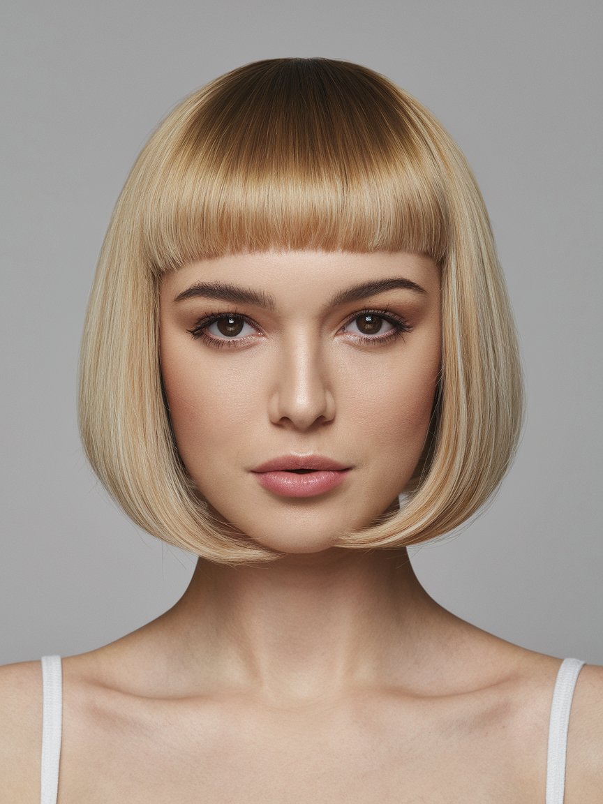 2. Blunt Bob with Center Part