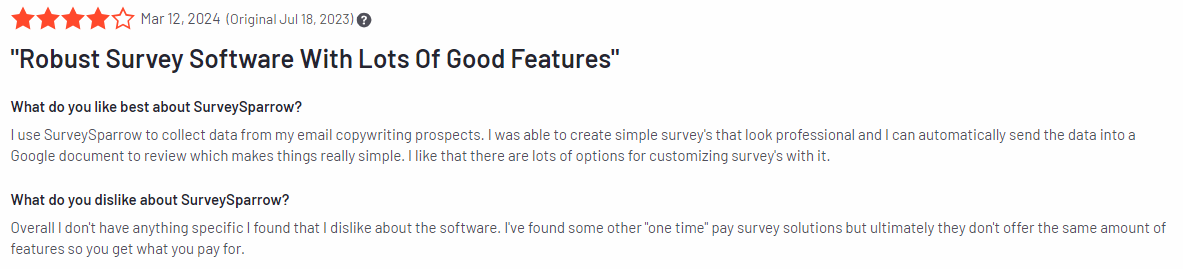 SurveySparrow review