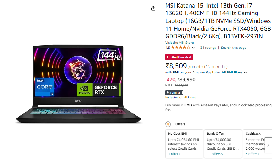 Best Gaming Laptops Under 1 lakh in 2024