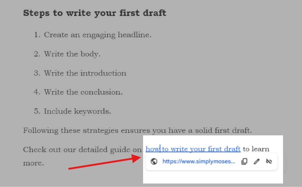 Internal link placed naturally