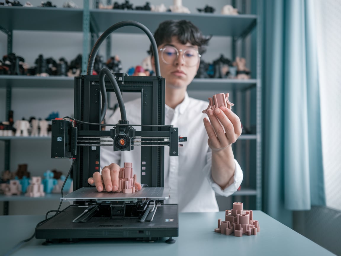 A person using 3D printers to make product samples