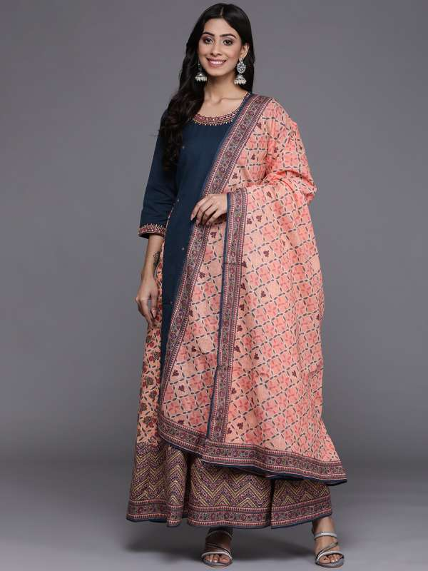 best ethnic color combinations Navy Blue and Peach