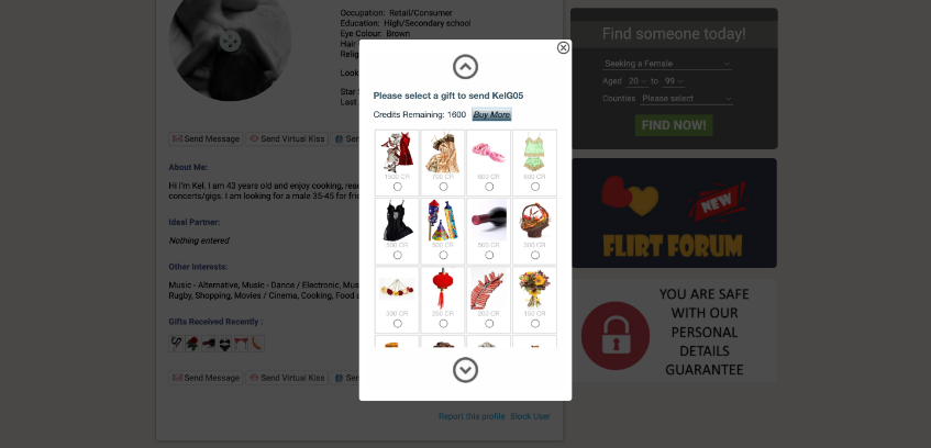 illicitencounters dating site virtual gifts features