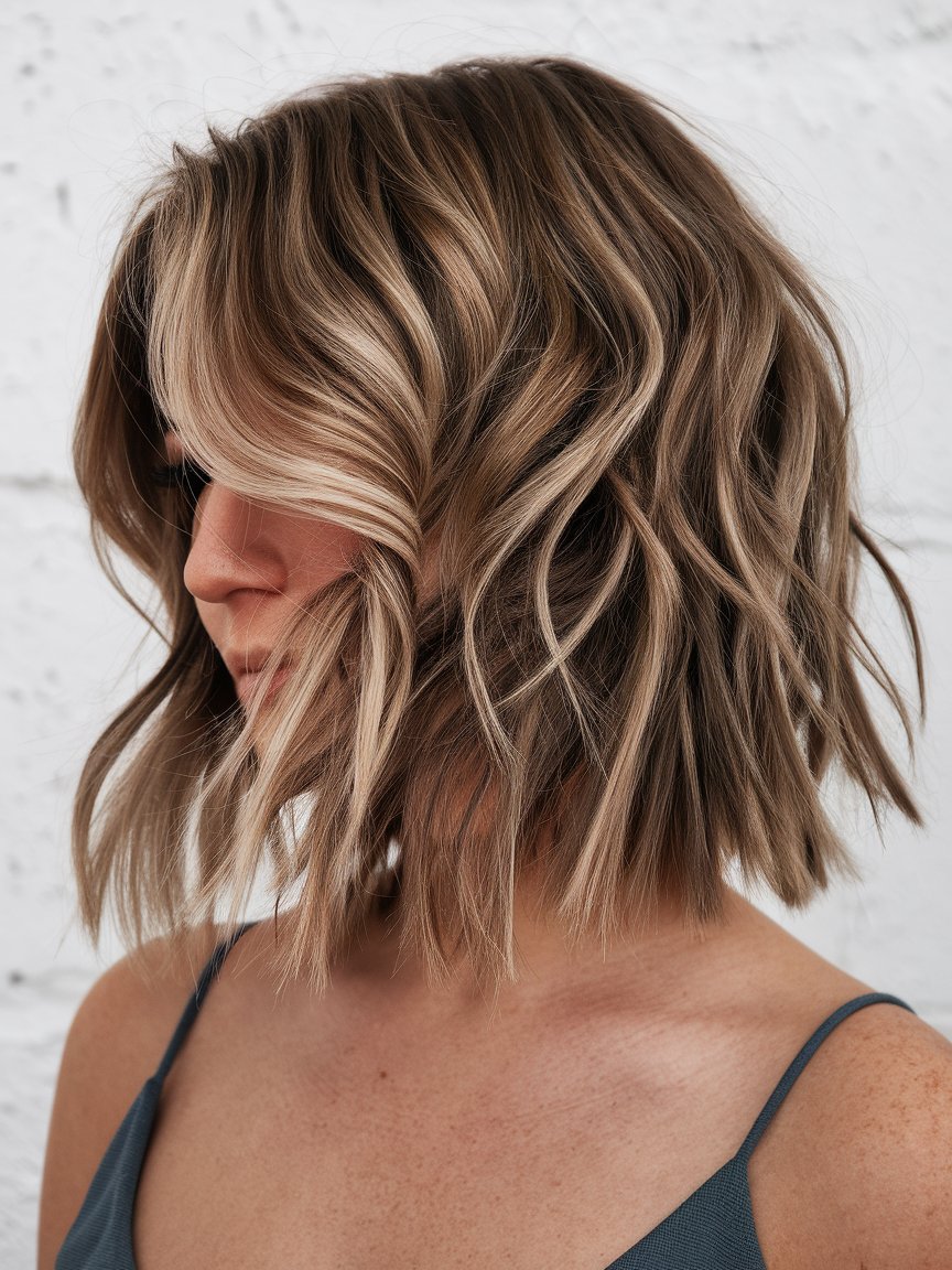 40. Messy Layers with Balayage Highlights for Effortless Style