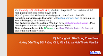 Định Dạng Văn Bản Trong PowerPoint: Hướng Dẫn Thay Đổi Phông Chữ, Màu Sắc và Kích Thước Văn Bản - hdn002