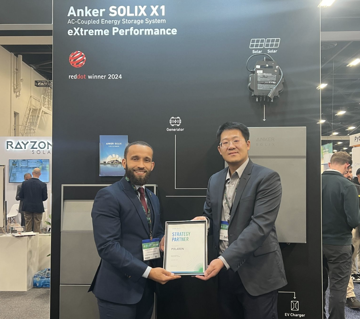 Polaron vice president and Anker repetitive are holding a certificate, representing Polaron become the Strategy Partner with Anker.