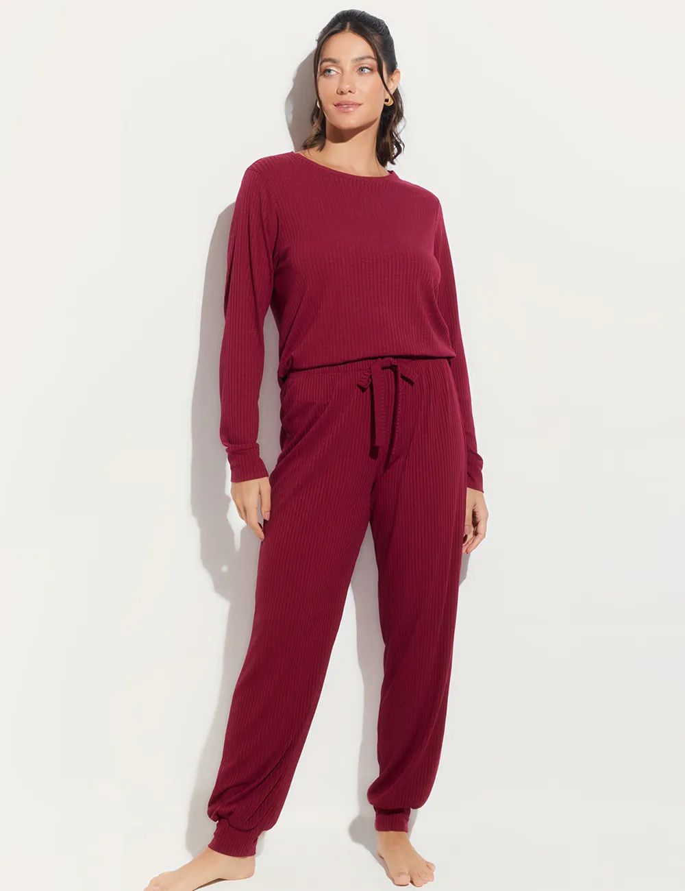 Pijama Longo Manga Longa Malha Canelado Only Love