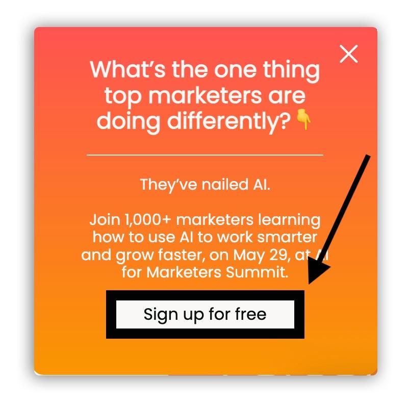Example CTA for the AI for Marketers Summit