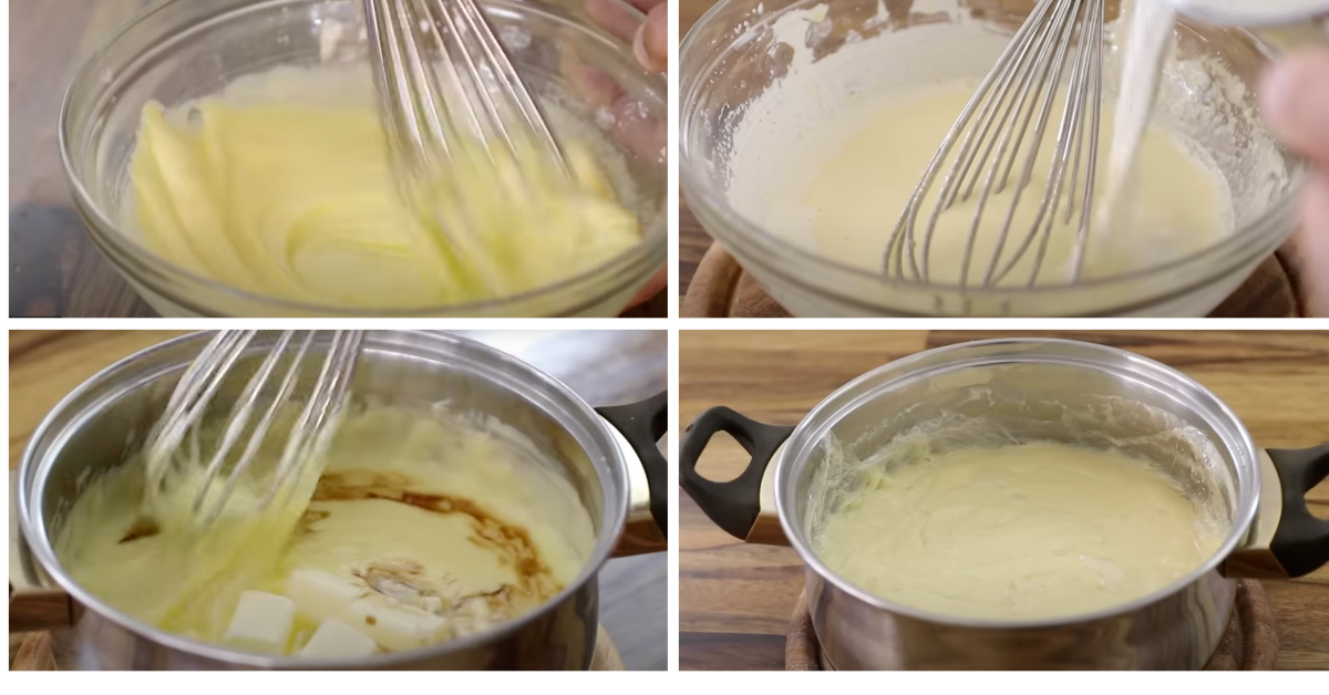 preparing the pastry cream for napoleon cake