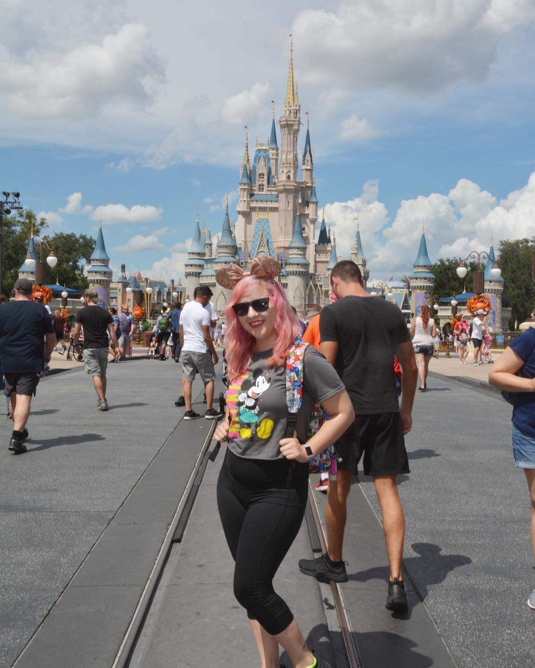 Margaret Guilbert posing infront of DisneyLand