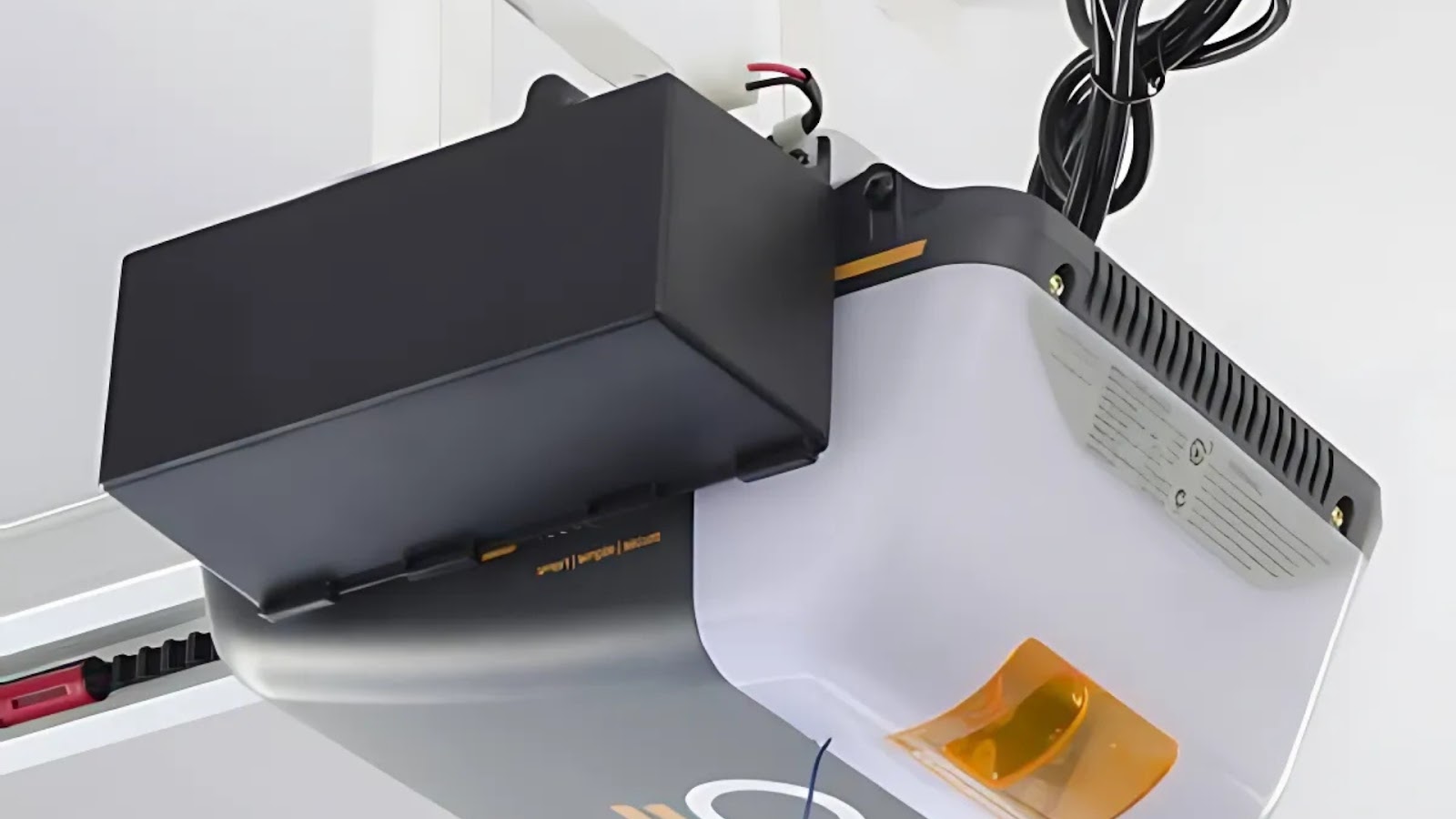 A mounted backup battery on a garage door opener for uninterrupted use.