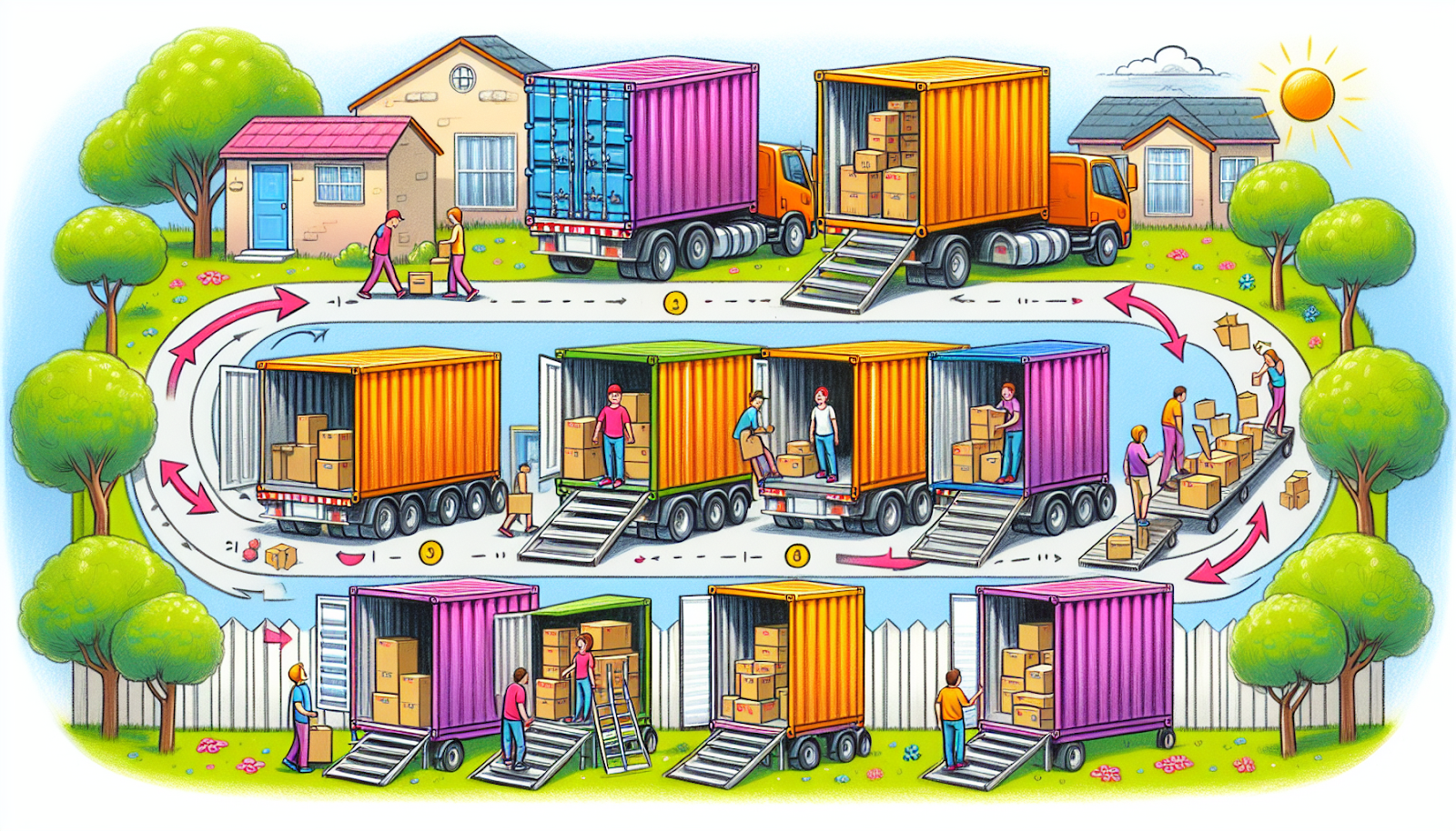 An illustration depicting the process of portable storage delivery and usage.