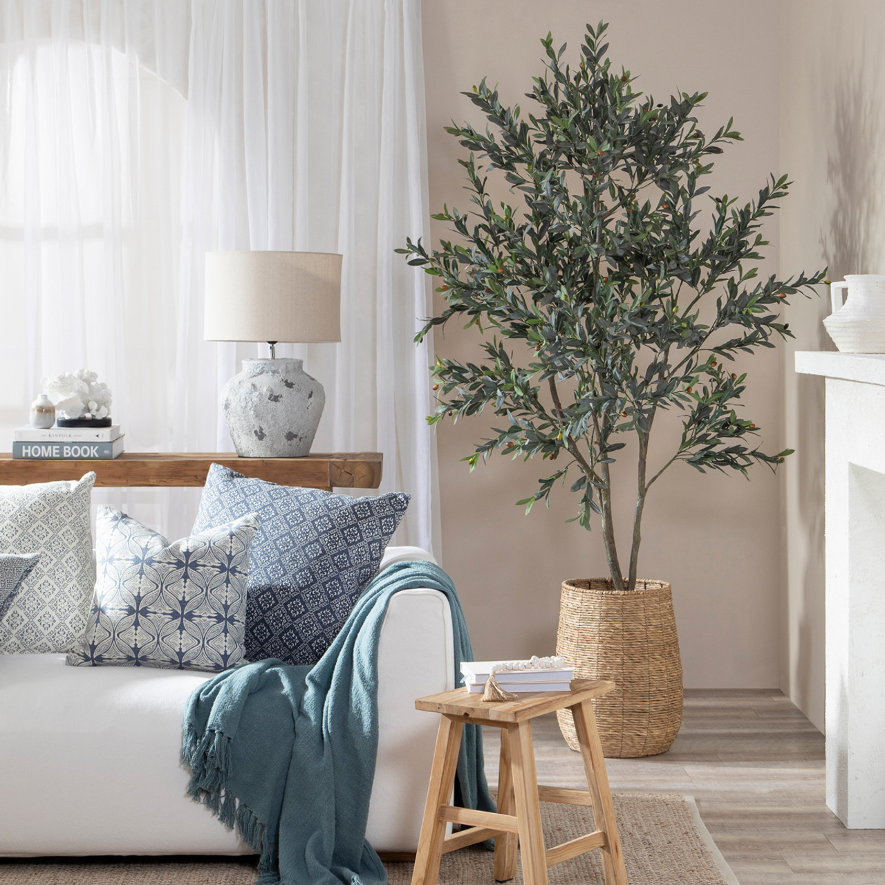 Set up a Faux Olive Tree Indoor