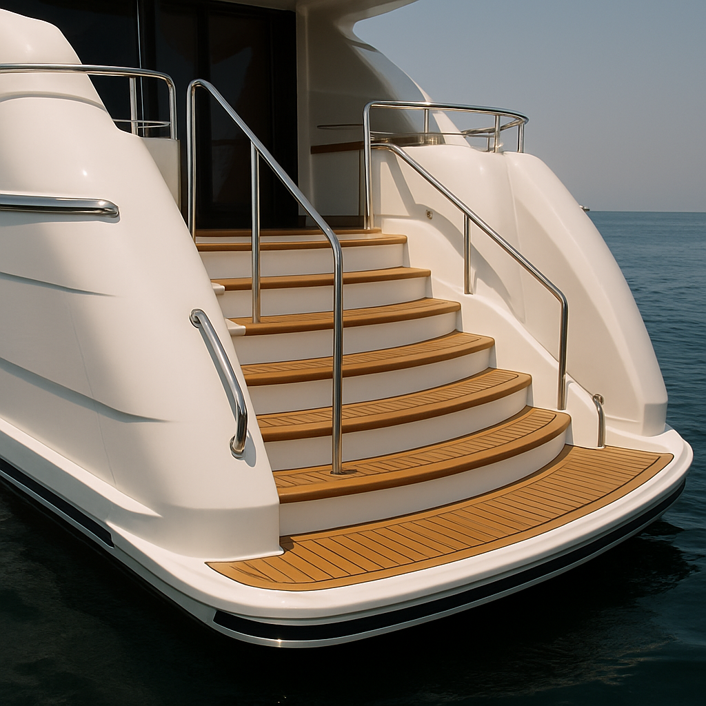 Luxurious yacht boarding steps